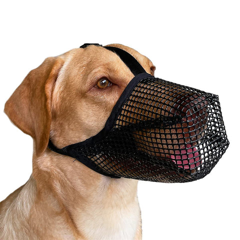 Dog Muzzle, Soft Mesh Covered Muzzles for Small, Medium, Large and X-Large Dogs, Muzzle with Adjustable Straps, Prevent Barking, Biting, and Accidental Ingestion