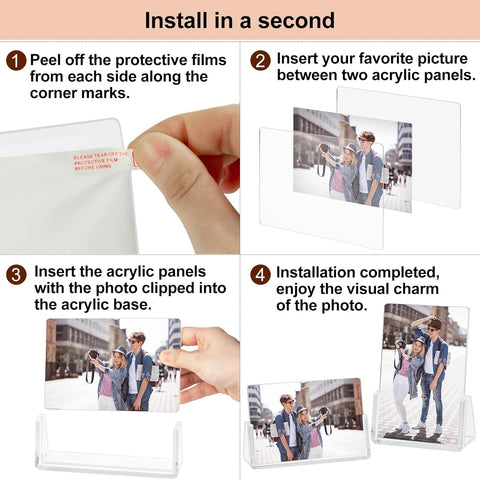 2-Pack of Acrylic Frameless Photo Frames with Clear Base - Boxalls # 2-Pack of Acrylic Frameless Photo Frames with Clear Base Boxalls