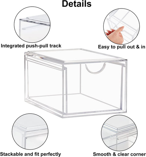 Acrylic Stackable Storage Drawers - Clear Makeup Organizer, 2-Pack - Boxalls # Acrylic Stackable Storage Drawers - Clear Makeup Organizer, 2-Pack Boxalls