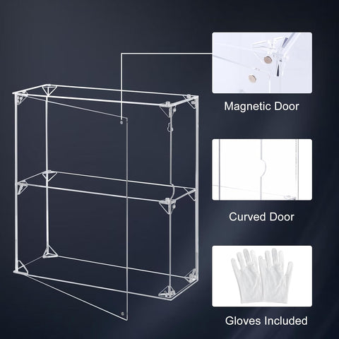 3-Tier Acrylic Display Case, Clear Dustproof Wall Mounted/ Desktop Cabinet for Funko Pop, Lego, Collectibles - Boxalls # 3-Tier Acrylic Display Case, Clear Dustproof Wall Mounted/ Desktop Cabinet for Funko Pop, Lego, Collectibles Boxalls