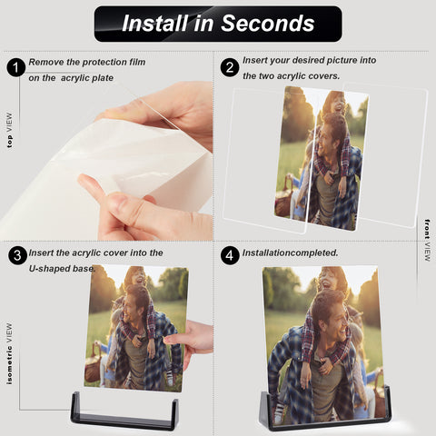 2-Pack Acrylic Photo Frame with Magnet Stand – Vertical & Horizontal Display - Boxalls # 2-Pack Acrylic Photo Frame with Magnet Stand – Vertical & Horizontal Display Boxalls