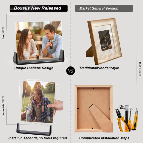 2-Pack Acrylic Photo Frame with Magnet Stand – Vertical & Horizontal Display - Boxalls # 2-Pack Acrylic Photo Frame with Magnet Stand – Vertical & Horizontal Display Boxalls