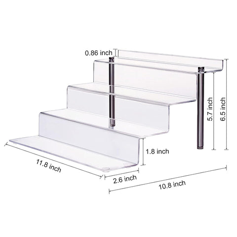Sturdy 4-Step Acrylic Display Riser with Adjustable Metal Legs – Easy to Assemble for Pop Figures, Cupcakes, Cosmetics, and More - Boxalls # Sturdy 4-Step Acrylic Display Riser with Adjustable Metal Legs – Easy to Assemble for Pop Figures, Cupcakes, Cosmetics, and More Boxalls