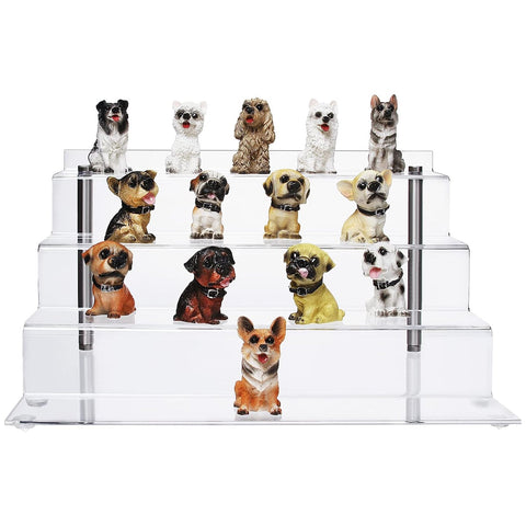 Sturdy 4-Step Acrylic Display Riser with Adjustable Metal Legs – Easy to Assemble for Pop Figures, Cupcakes, Cosmetics, and More - Boxalls # Sturdy 4-Step Acrylic Display Riser with Adjustable Metal Legs – Easy to Assemble for Pop Figures, Cupcakes, Cosmetics, and More Boxalls
