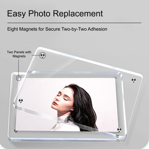 Boxalls Double-Sided Transparent Acrylic Photo Frame - Magnetic Frameless Design, Easy to Set Up, Gift Choice for Home & Office