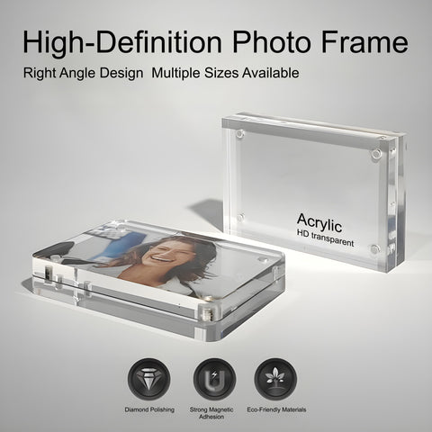 Boxalls Double-Sided Transparent Acrylic Photo Frame - Magnetic Frameless Design, Easy to Set Up, Gift Choice for Home & Office