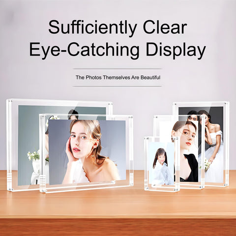 Boxalls Double-Sided Transparent Acrylic Photo Frame - Magnetic Frameless Design, Easy to Set Up, Gift Choice for Home & Office