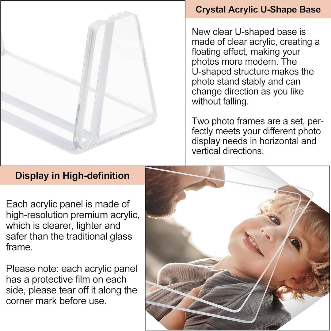 2-Pack of Acrylic Frameless Photo Frames with Clear Base – Boxalls